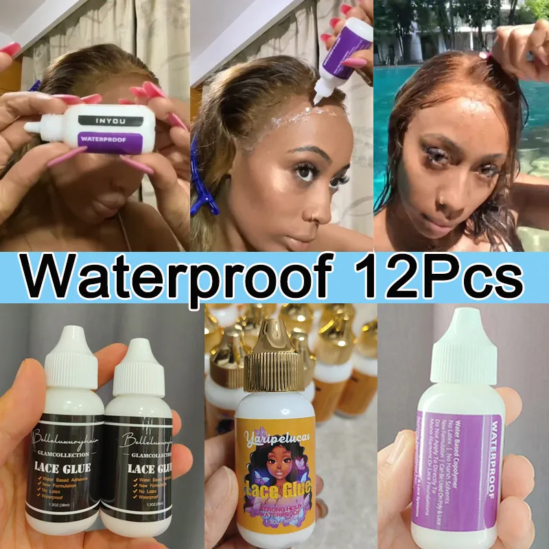 

Клей для парика, кружевной клей Colle À Perruque, 12 шт., сильная фиксация парика, кружевной клей, клей для индивидуального логотипа, аксессуары для париков для волос