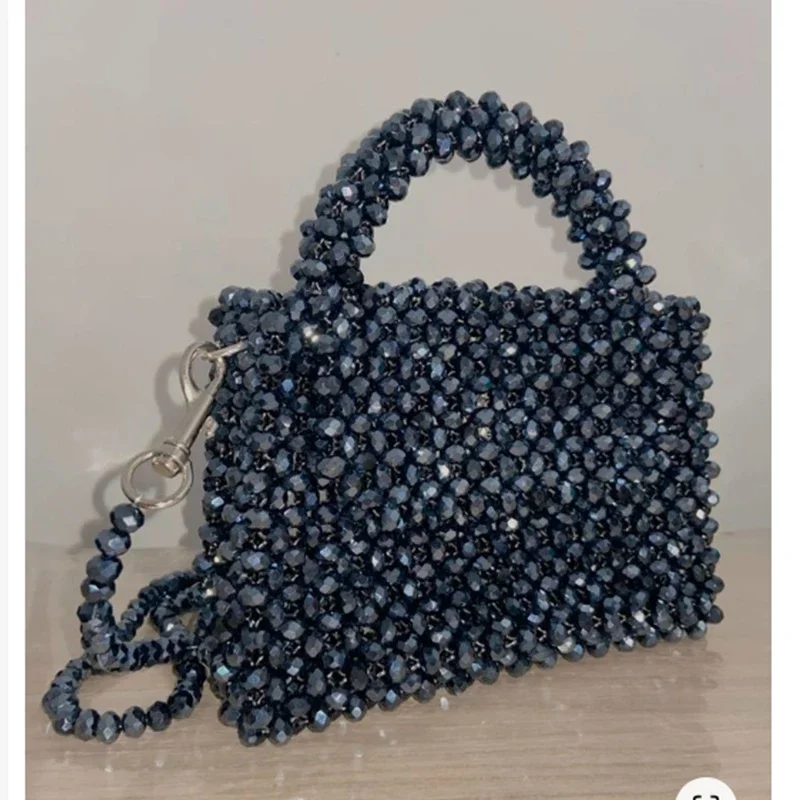 New Retro Square Handmade Beaded Handheld Fashion Women's Bag Heavy Industry Shining Crystal Bags Party Banquet Customized Color