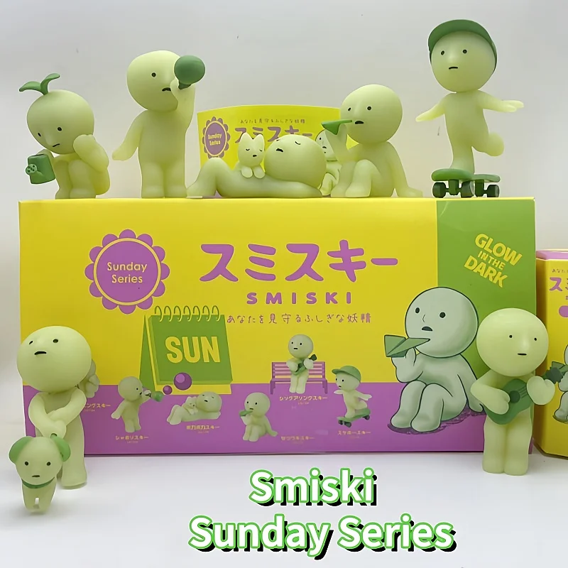 

2025 Hot New Series Smiski Sunday Blind Box Anime Figure Glow In The Dark Model Doll Ornament Decoration Toys Birthday Present
