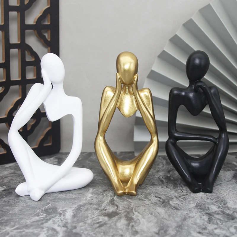 Sand Color The Thinker Abstract Statues Sculptures Yoga Figurine Nordic Living Room Home Decor Decoration Maison Desk Ornaments