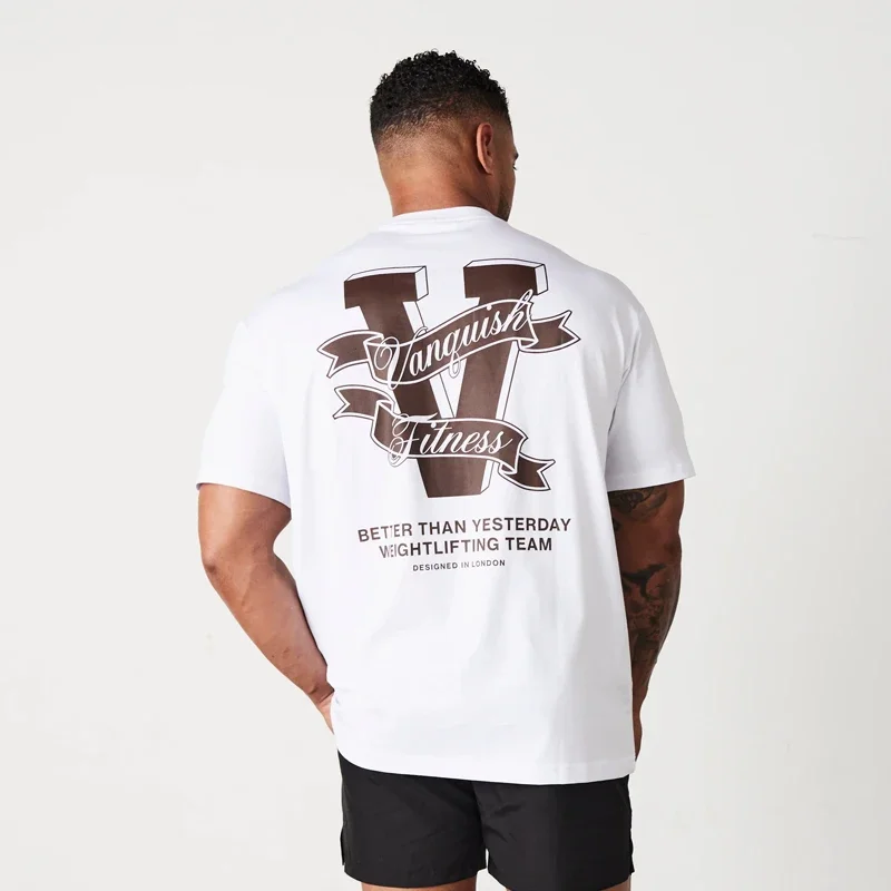 Men's T-shirts Gym Sports Fitness Running Training Short Sleeves Hip Hop Style Oversized T-shirt Fashion Casual Men's Clothing