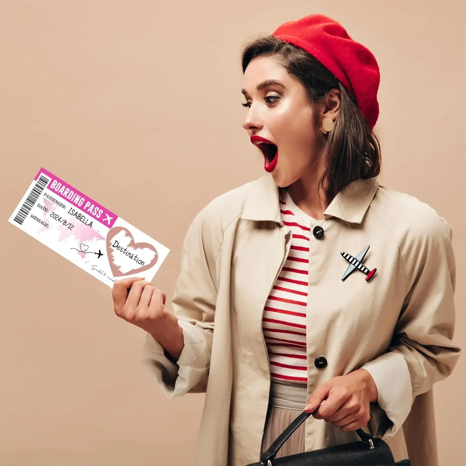 1Set Boarding Pass Theme Scratch Off Game Card Wedding Invitation Cards with Envelope for Birthday Bachelorette Party Decoration