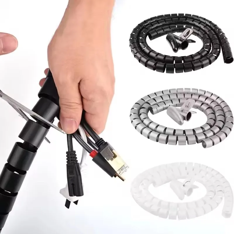 Organizador de cables de 2m y 16/10mm, Cable Protector en espiral para organizador de ordenador, Clip de tubo protector, organizador, herramientas de gestión