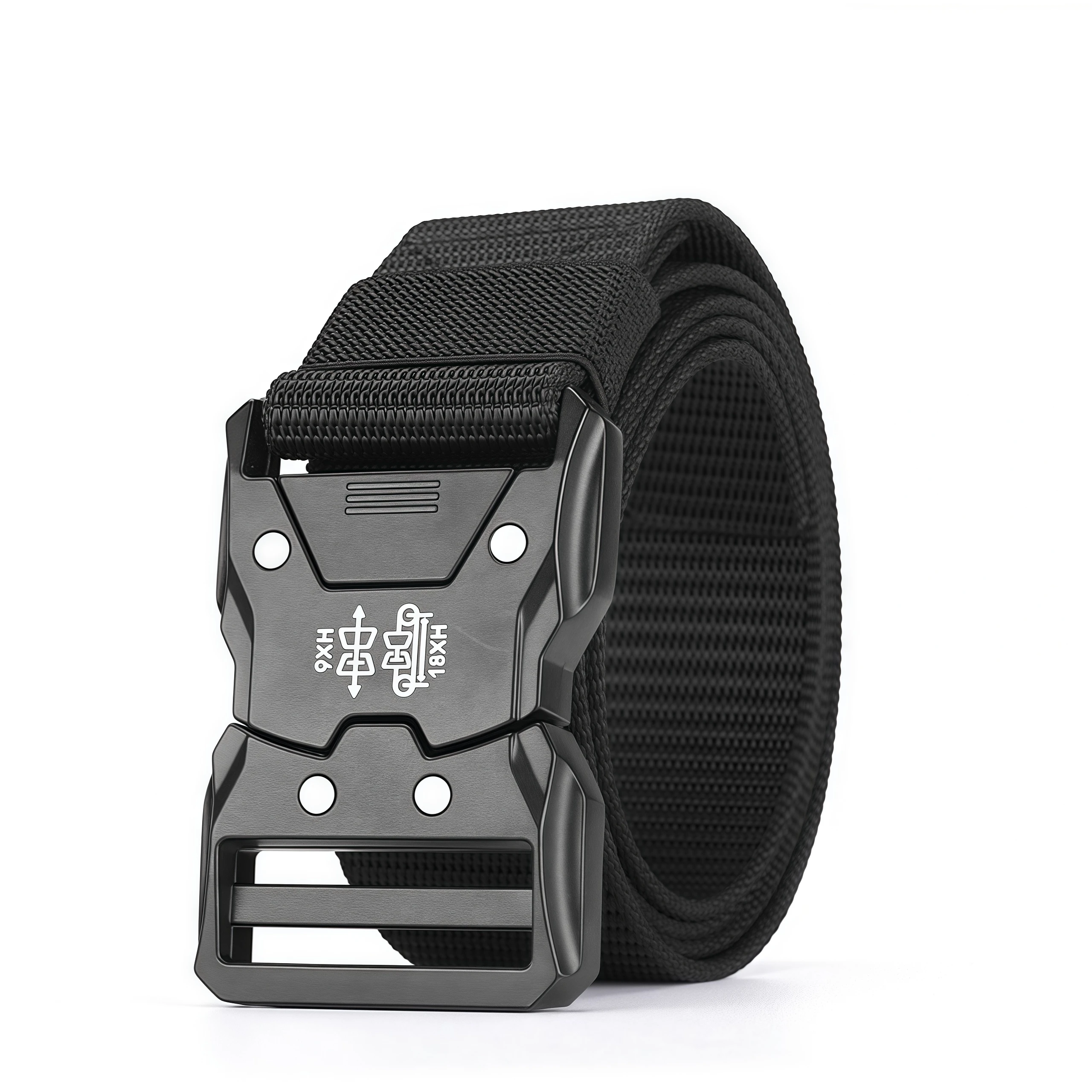 

Тактический ремень 125 см для мужчин — холщовый тканый, дышащий, прочный, уличный универсальный ремень с автоматической пряжкой — черный