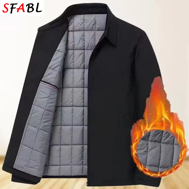 Luxury Warm Fleece Winter Jackets for Men Casual Business Office Dress Coat Solid Color Men\'s Winter Jacket Blazers Male L-3XL