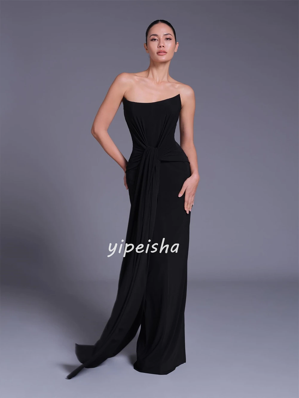 Простые формальные трикотажные плиссированные длинные платья без бретелек по индивидуальному заказу, платья для особых случаев, современный стиль, доступны размеры