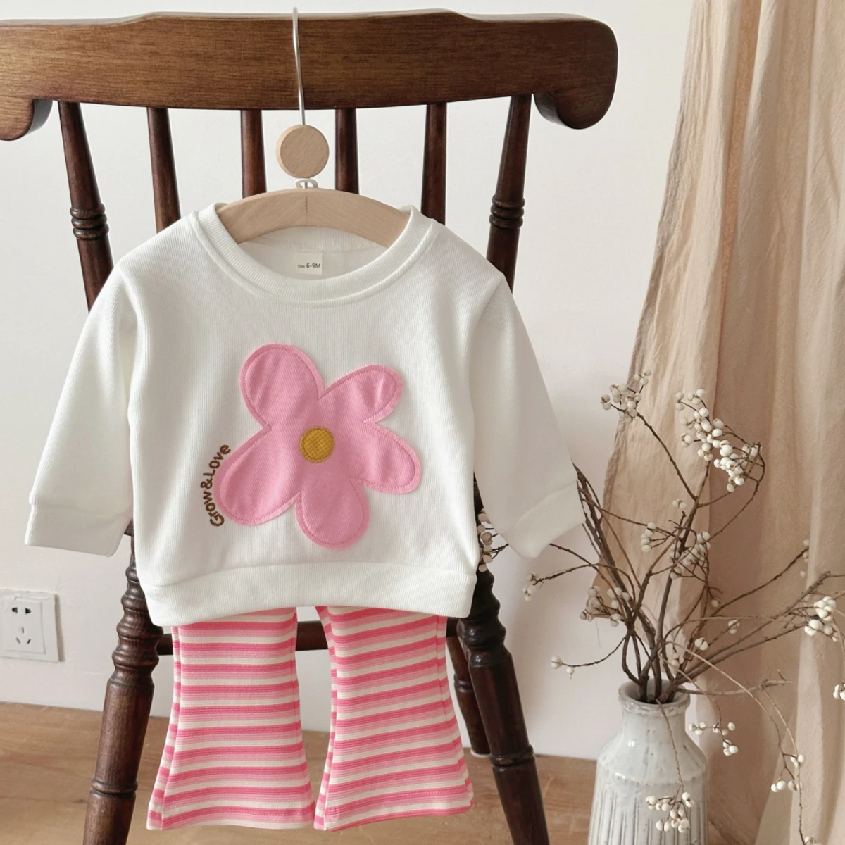 ربيع الخريف طفل الفتيان الفتيات 2 قطعة/المجموعة الكرتون الوردي زهرة التصحيح رياضية أعلى شريط السراويل الترفيه عطلة الزي