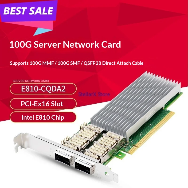 E810-CQDA2 CQDA1 dual port 100G 10 Gigabit fiber optic network interface card QSFP28 PCIE4.0X16