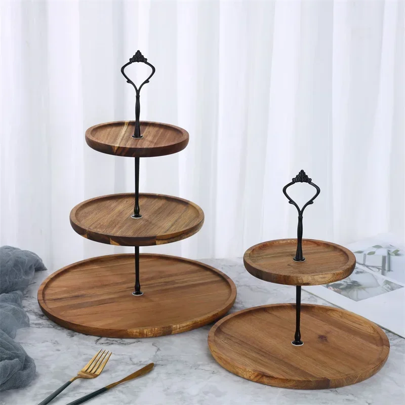

2/3-layer Wooden Decorative Cake Stand Dried Fruit Snack Tray Cupcake Holder Wedding Birthday Party Dessert Candy Display Rack