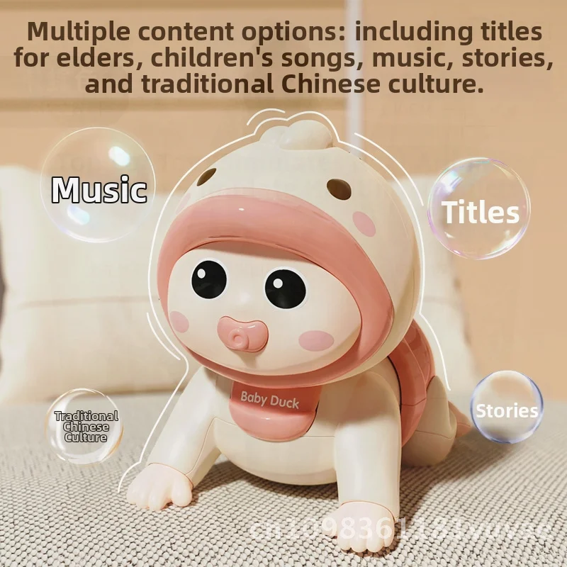 Elektryczna zabawka dla niemowląt do raczkowania z muzyką i funkcjami edukacyjnymi dla dzieci w wieku 6-8 miesięcy, wczesna edukacja, rozwój, różowy/niebieski