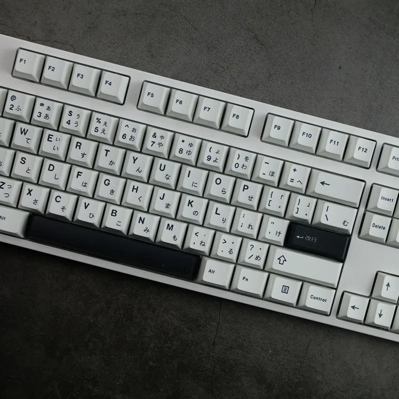 Teclas japonesas de sublimación para teclado mecánico, teclas minimalistas blancas y negras, PBT, Mx Switch, perfil Cherry, personalizadas, GK61