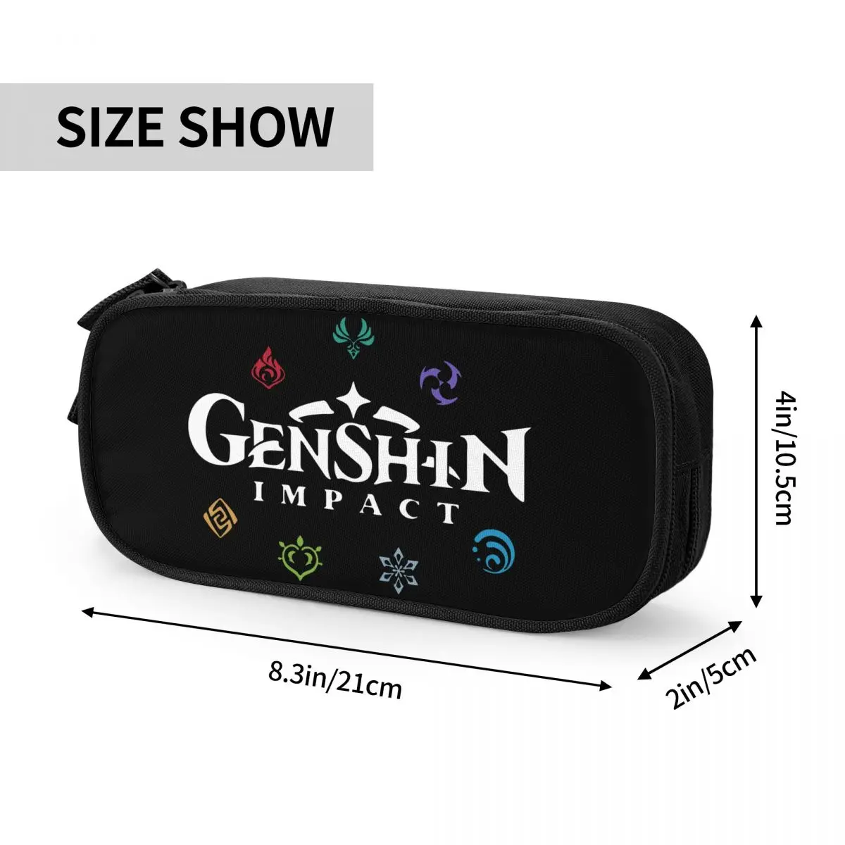 Imagem -06 - Genshin Impact Game Elements Color Pencil Case Classic Pen Bags Presente do Estudante Grande Capacidade Material Escolar