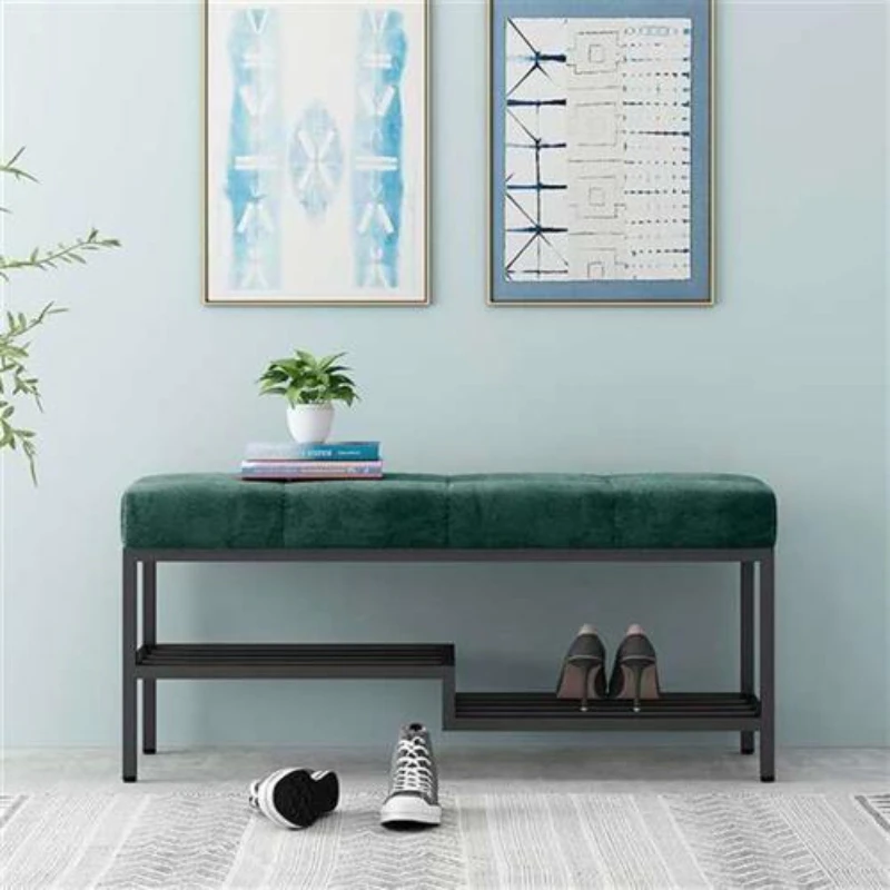 Nordic Shoe rack bench hallway storage shoe changing stool entrance metal organizer shoe shelf soft bench space saving Furniture