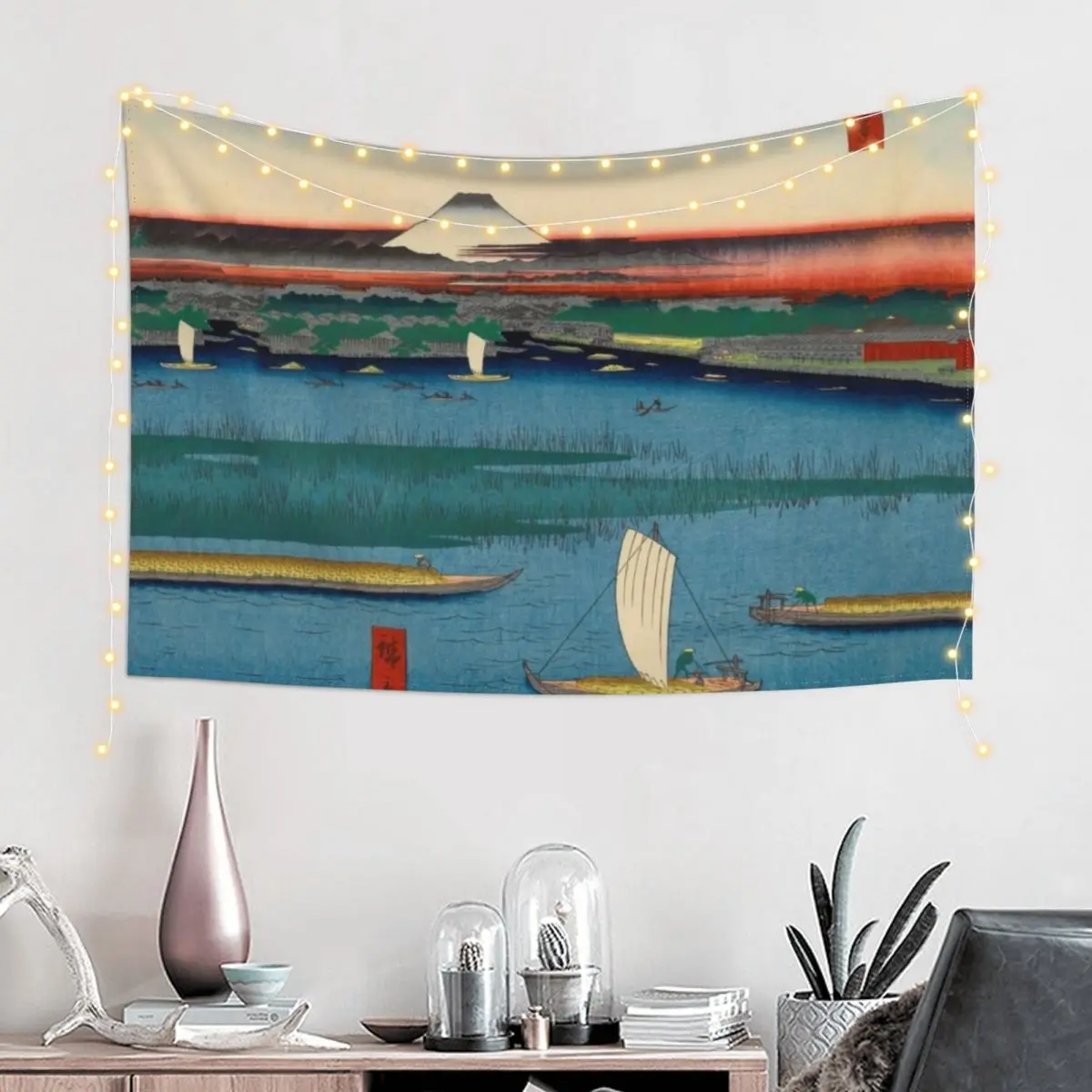 Sailing on the Sumida River Vintage Ukiyo-e Japanese Art Tapestry Bedroom Organization And Decoration Wall Decoration Tapestry