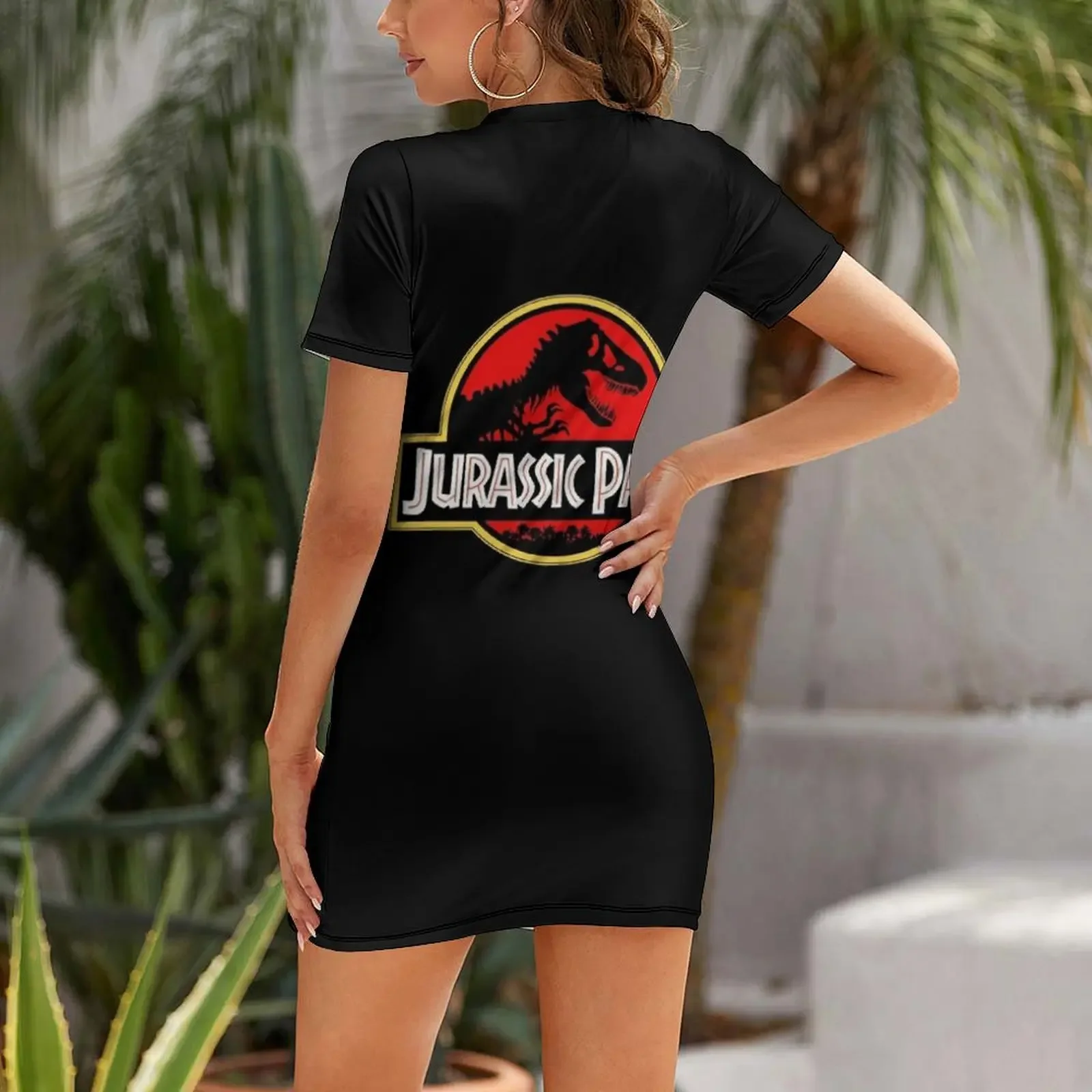 Jurrasic Park logo vintage Short Sleeved Dress festival outfit women dress korean style Women's dress women's evening dresses