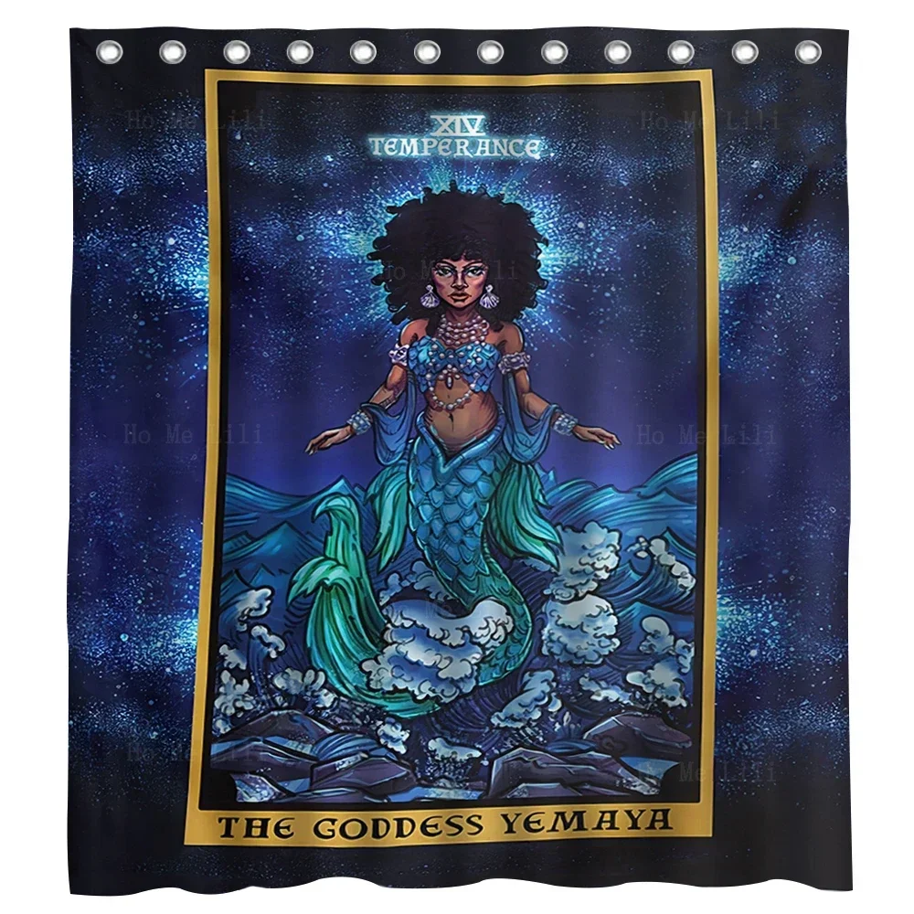 Tarot Card Poster African Mermaid Goddess Pagan Witch Art Shower Curtain By Ho Me Lili For Bathroom Decor