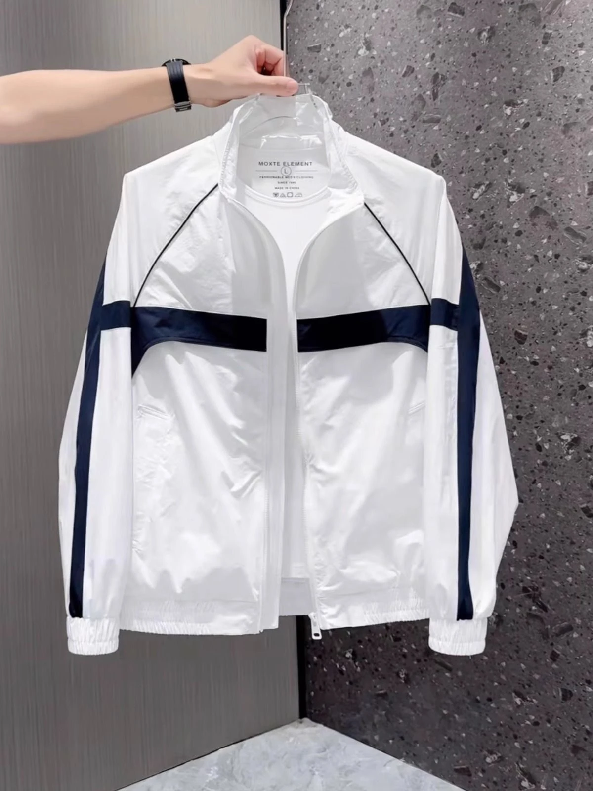 

New 2025 Men's Casual Faionable Stand Collar Jaet Summer Sun Protection All-Match Lightweight Polyester Spring Autumn