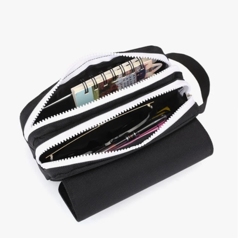 Pencil Case Large Space Storage 2 Compartment Pouch Double Side Opened Student Stationery Desk Organizer School Supplies