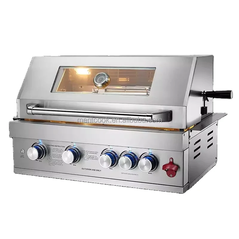 

Уличная кухня, гриль для барбекю, острова, сверхмощная нержавеющая сталь 304, визуальный вращающийся уголь, сжиженный нефтяной газ, газ, грили для барбекю