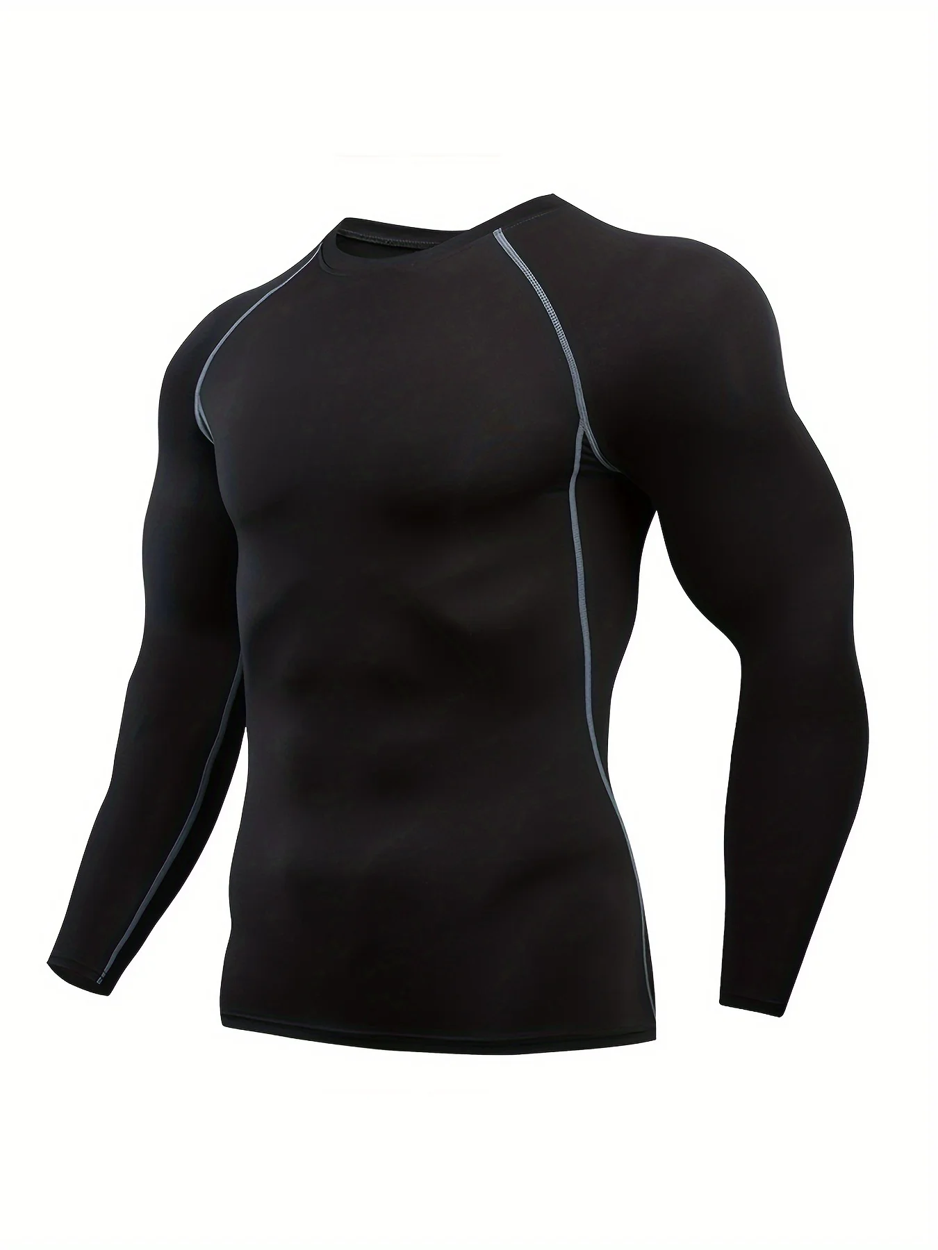 

Новая мужская спортивная облегающая футболка, однотонная тренировочная футболка с длинными рукавами на осень и зиму, впитывающая пот и дышащая.