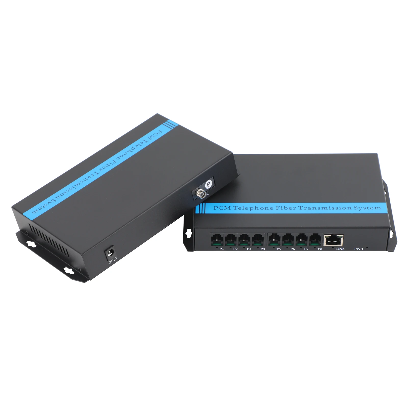 Professional Telephone Optical Transceiver SC Interface PCM Converter 1/2/4/8-way + 100M Network Port With US/EU Power Plug