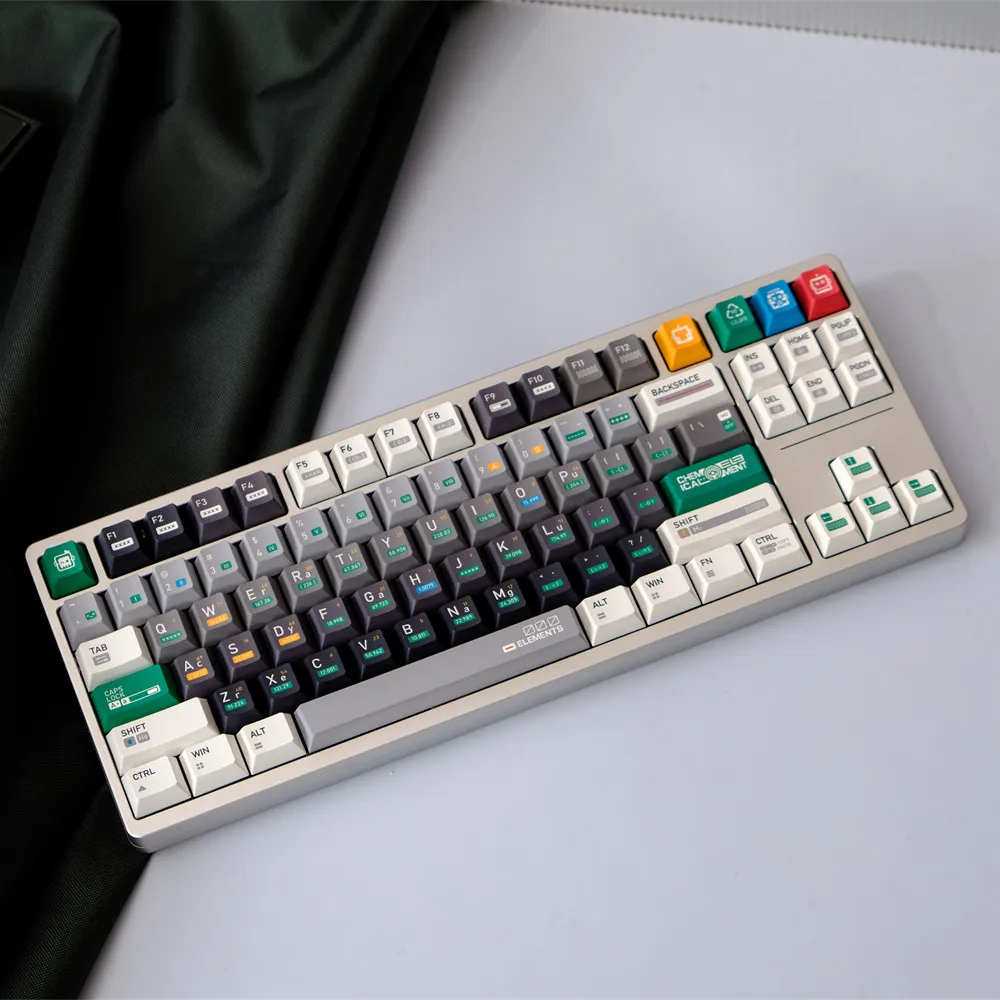 150 Keys Chemistry Keycap PBT Material Cherry Profile Green Grey Key Caps DYE Subbed ISO Enter For Mechanical Keyboard Wooting60