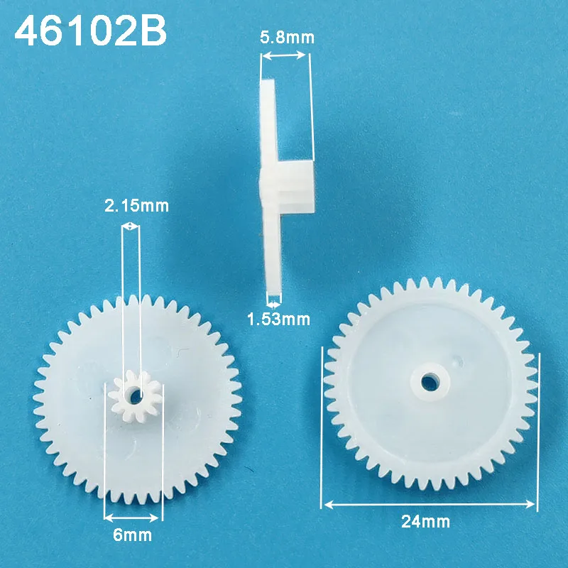 46102A 46102B 46102.5A 46102.5B 0.5M ingranaggio motore OD = 24mm 46 denti + 10 denti 2mm/ 2.5MM foro doppi ingranaggi in plastica 46 + 10 T