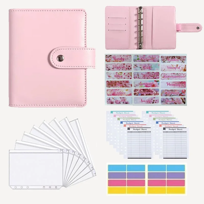 A7 Budget Binder Set - Mini Money Organizer for Cash Saving,  Stuffing Envelope System with Binder Pockets, Sheets and Stickers