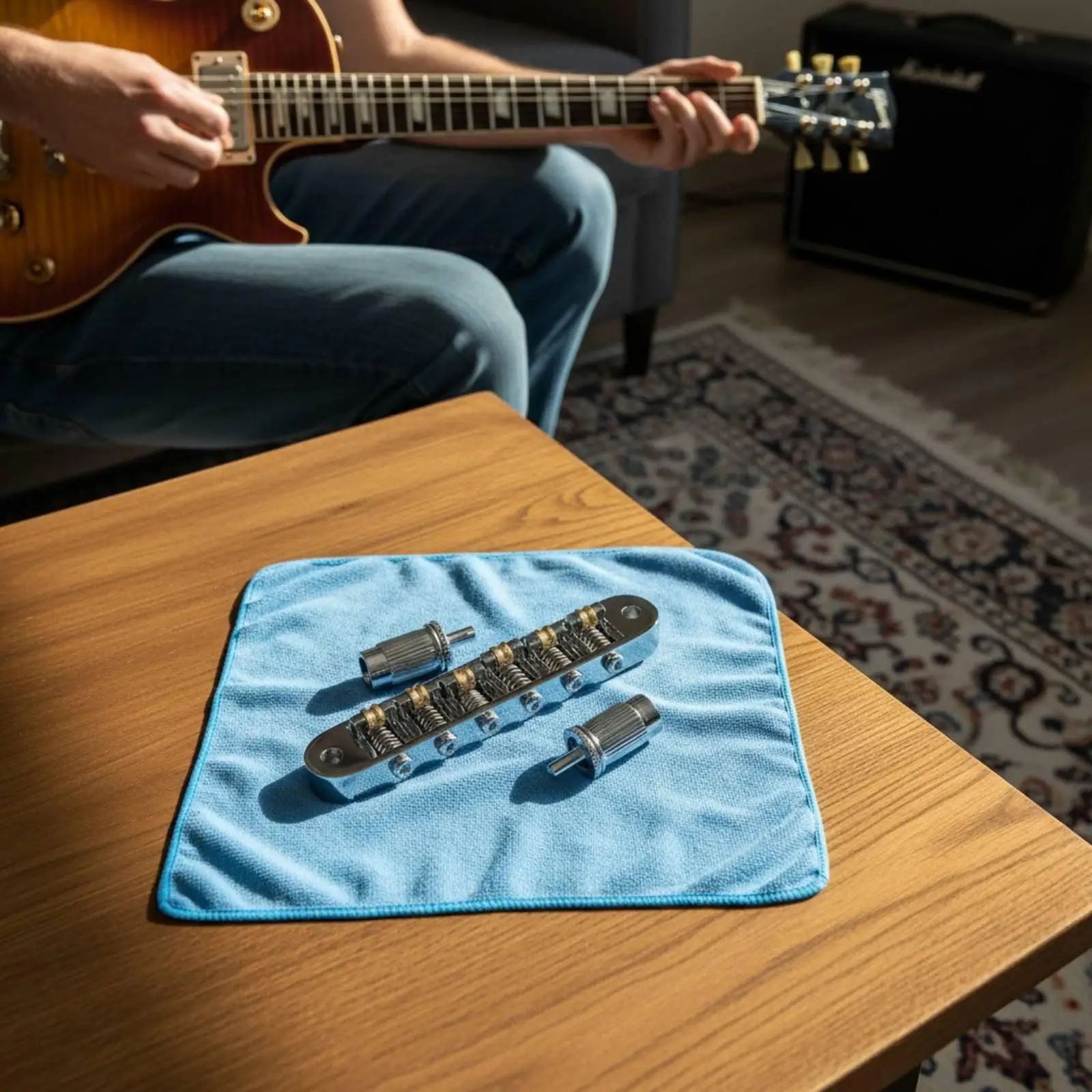 Six String Electric Guitar Bridge Assembly Zinc Alloy Roller Saddles Intonation Adjustment for Tremolo Guitars