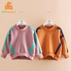 Autumn Winter Warm 2-9 10 Years Gift Long Sleeve Plus Velvet Thickening Kids Baby Girls Christmas Loose Stripe Sweatshirt