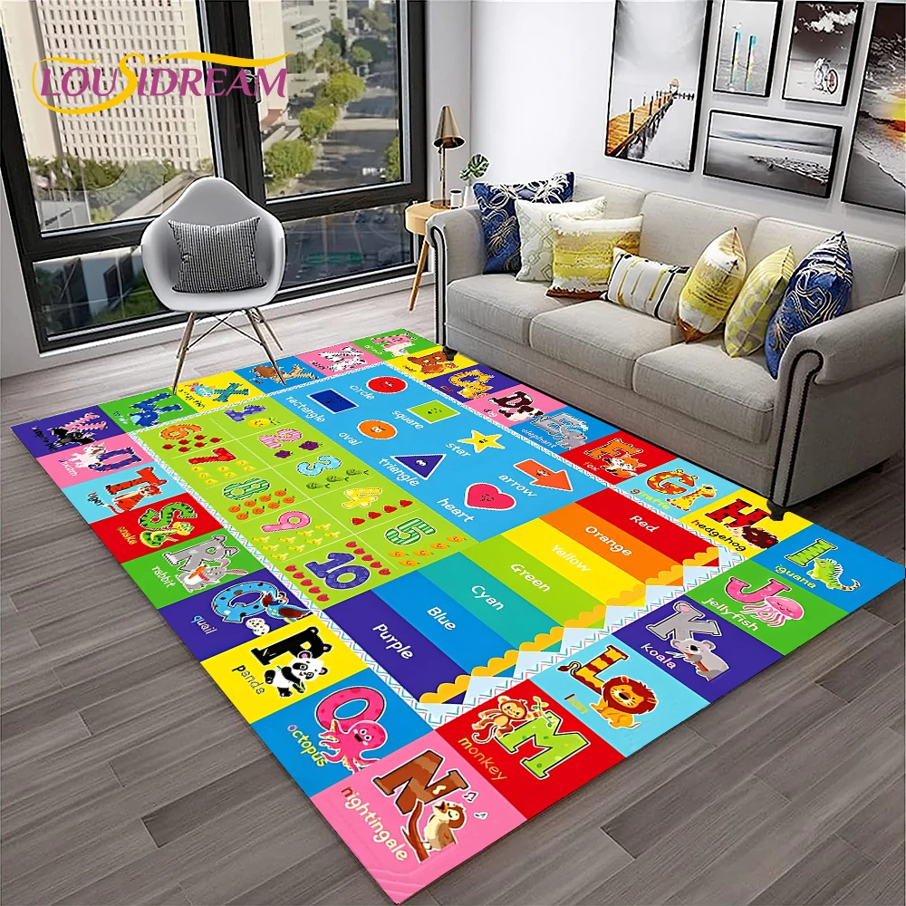 Alphabet ABC Kids Educational Cartoon Playmat – Non-Slip Crawling Rug for Bedroom & Living Room | Learning Floor Mat, Sofa Decor