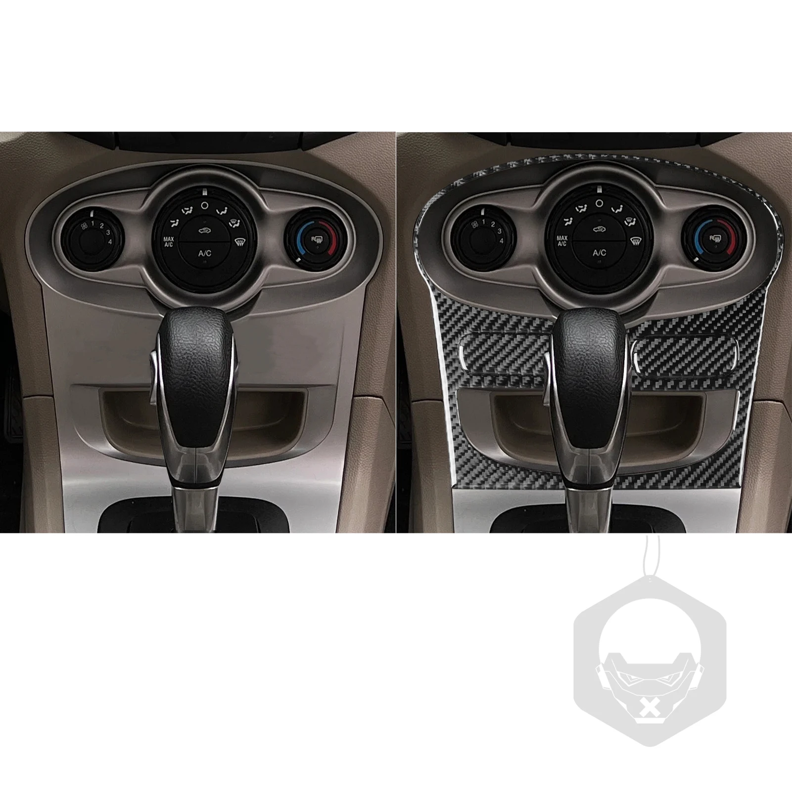Carbon Fiber For Ford Fiesta 2011-2019 Air Conditioner Control Panel Frame Trim Customizable Car Stickers Interior Accessories