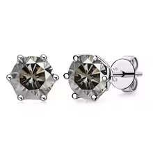Luxury Diamond Stud Earrings 1CT VVS Moissanite Fine S925 - Gray