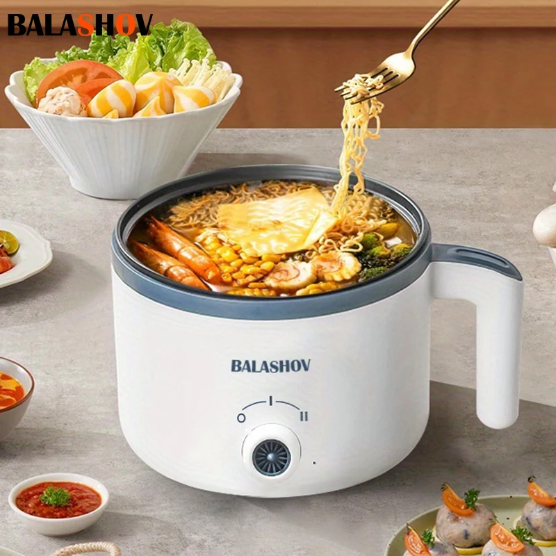 Fornelli multipli 220V Pentola elettrica portatile a singolo/doppio strato Pentola antiaderente per uso domestico da 1,7 litri per ramen, gnocchi, farina d'avena