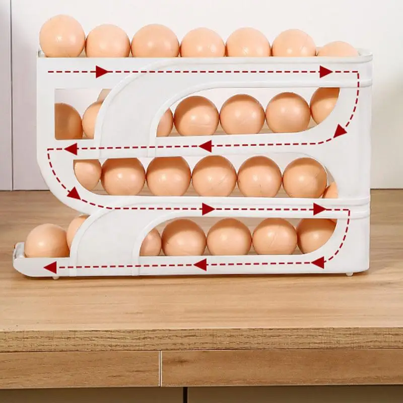 Egg Rack Holder 4-Layer Egg Dispenser Space-Saving Egg Holder Large Capacity Refrigerator Egg Trays Durable Egg Storage Box