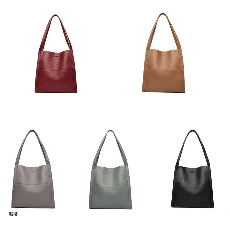 

D0UD Fashion PU Leather Bag Shoulder Bag for Women Girl Versatile Shopping Bag Large Capacity Handbag Solid Color Tote Bag