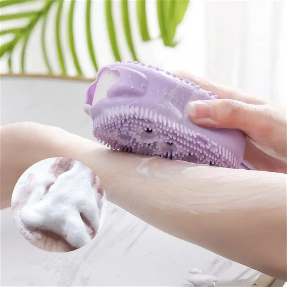 1pc Silicone Body Scrubber Bath Exfoliating Scrub Sponge Shower Brush Exfoliator Skin Care Cleaner Dead Skin Remover Tools