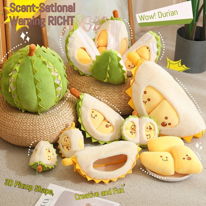 ドリアンぬいぐるみストレス解消ギフト取り外し可能な3D枕ソフトスクイーズフルーツドール面白い引っ張れる肉質のかわいいコレクタブル