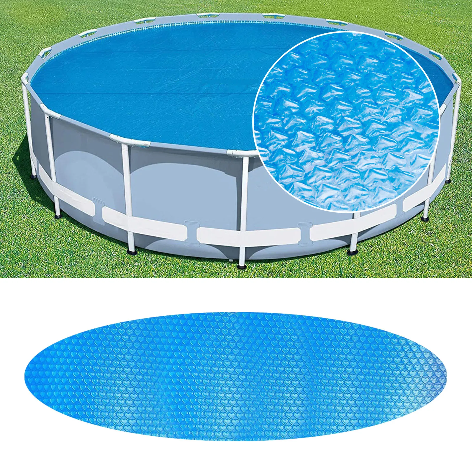 Swimming Pool Cover Round Solar Summer Waterproof Pool Tub Dust Outdoor PE Bubble Film Blanket Accessory Pool Cover