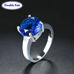 Big Blue Australian Crystal Women Rings For Party White Gold Color 2024 New Fashion Jewelry Wholesale DWR783