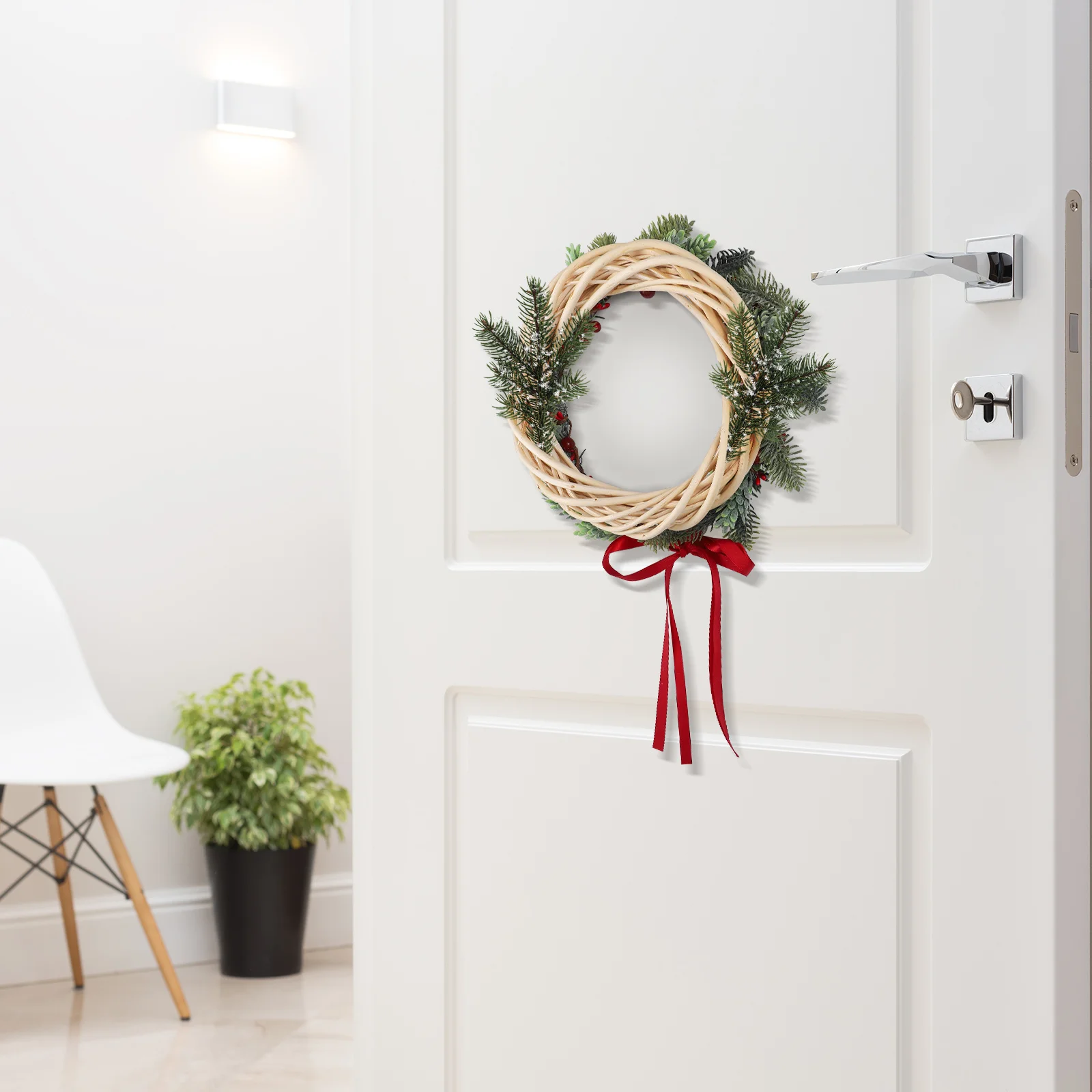

Grapevine Wreath Circular Natural Rattan Hand-Woven Christmas Party Banquet Hanging Garland Twig Garland Grapevine Wreath