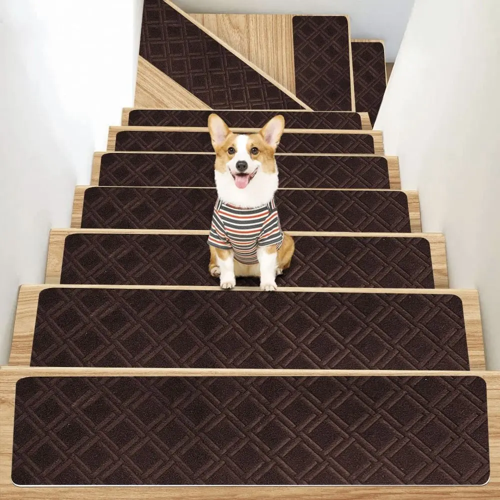 Fashion 76X20cm Staircase Mat Self-adhesive Non-Slip Stair Tread Carpet Mat Safety Soft Stripe Protection Cover Pads Home Decor