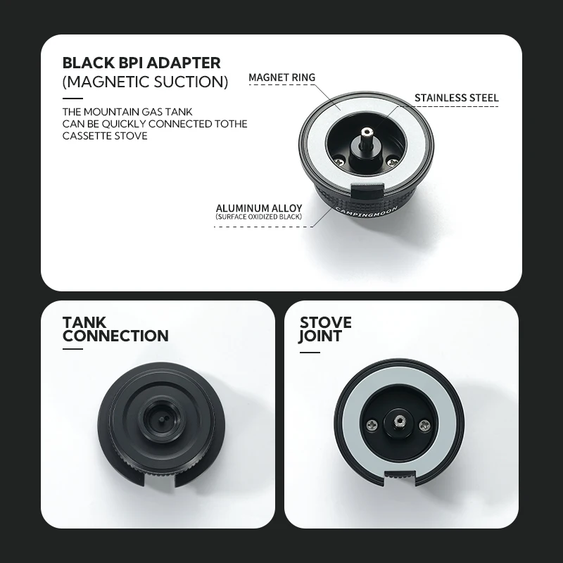 เตาแก๊สพกพา CAMPINGMOON รุ่น BKZ13M สำหรับตั้งแคมป์ปิกนิกกลางแจ้ง พร้อมหัวแปลงแก๊สแบบแม่เหล็กสำหรับใช้กับถังแก๊สแบบแบน