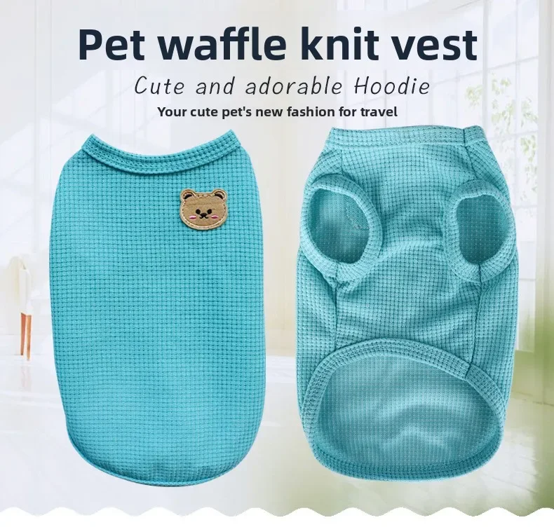 Neue Frühling-Sommer-Haustierkleidung für Katzen und Hunde, atmungsaktive Waffelweste, weich und leicht, perfekt für Teddy, Bichon Frise, kleine und mittelgroße Hunde – Detail 1