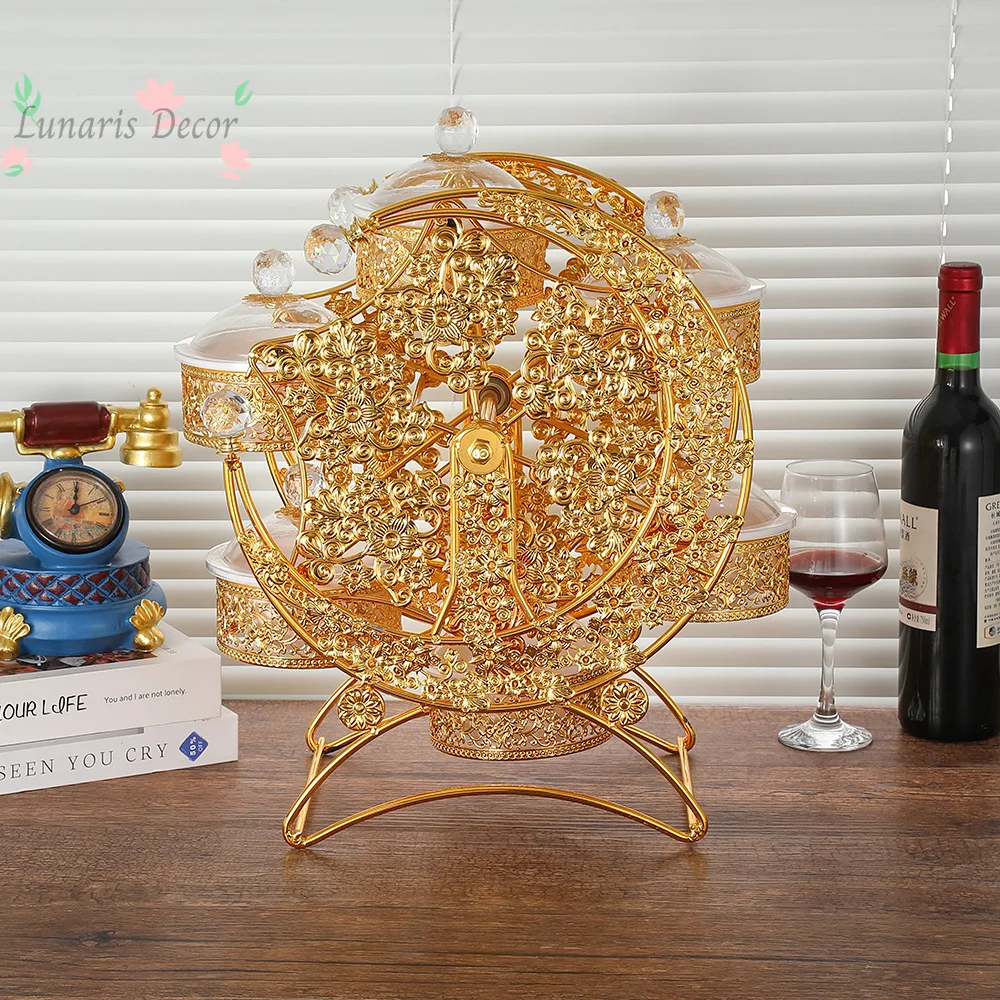Windmill rotating pattern dried fruit box snack plate metal moon shape creative living room fruit plate