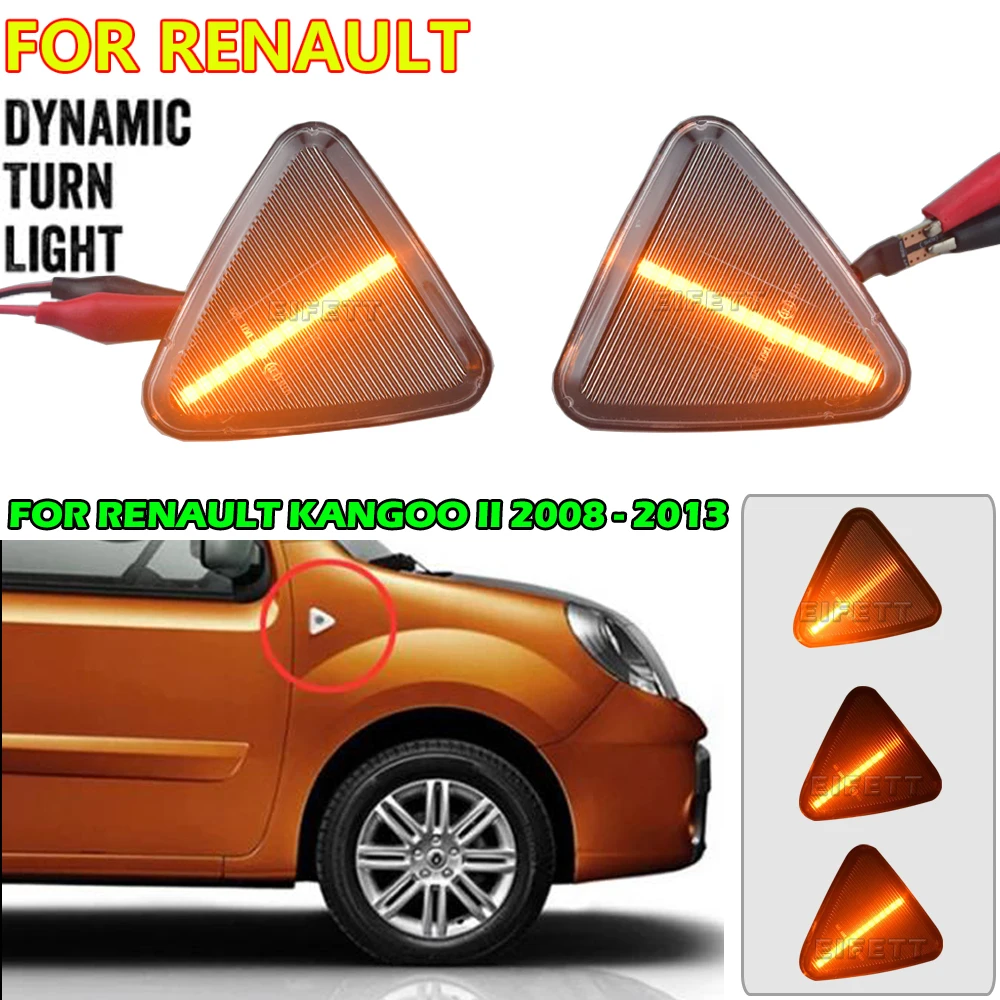 LED Dynamic Turn Signal Side Fender Marker Indicator Light 2 Pcs For RENAULT KANGOO II 2008 2009 2010 2011 2013 2013