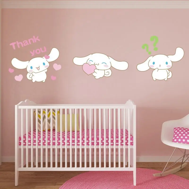 Sanrio Cinnamoroll Wall Paper Cartoon Anime Cinnamoroll Wall Sticker Girls Bedroom Window Car Waterproof Self Adhesive Sticker