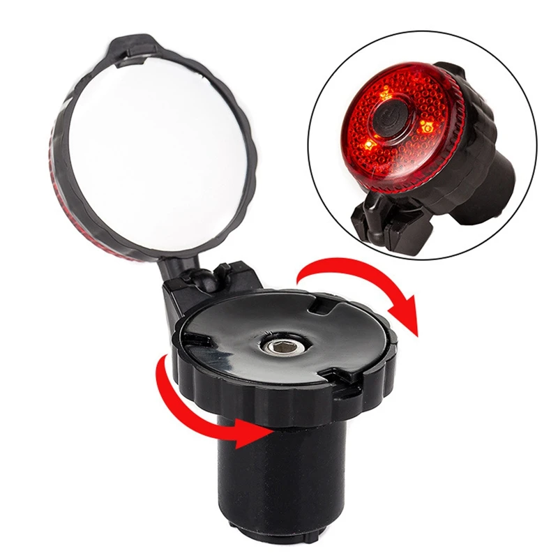 New Bicycle Rearview Mirrors 360° Adjustable Bike Handlebar Mirror Blast-Resistant Glass Lens Safe Bike Mirror With Warning Ligh