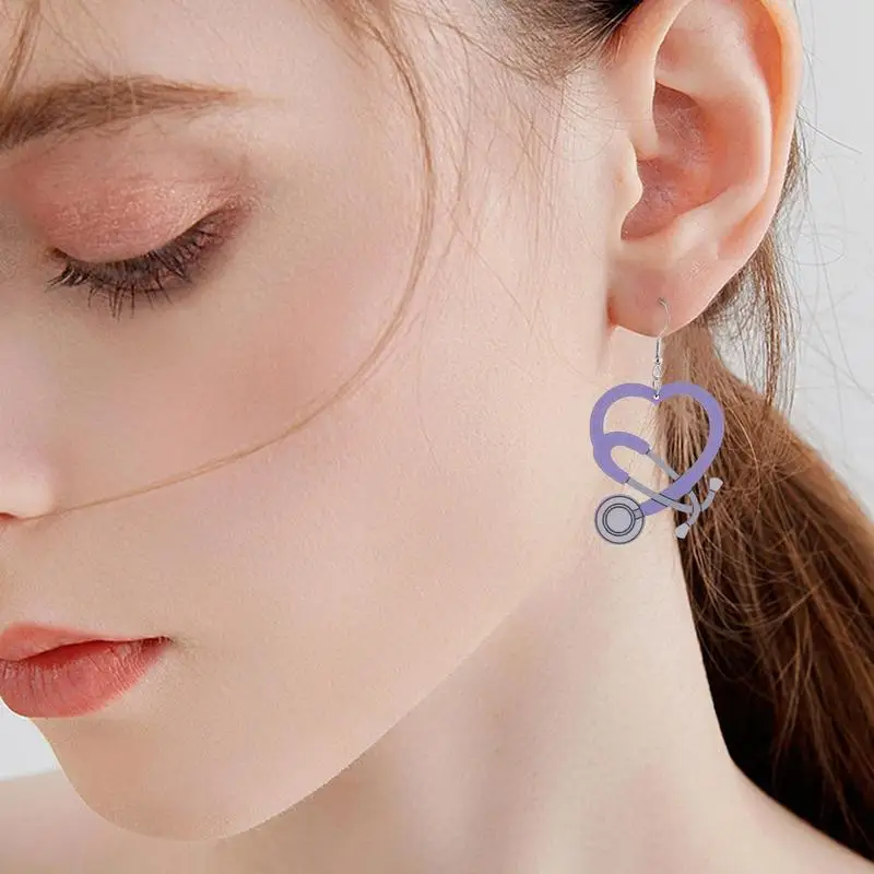 Heart Stethoscope Earrings Stethoscope Love Earrings For Women Cute And Stylish Look Jewelry Decoration Tool For Weddings