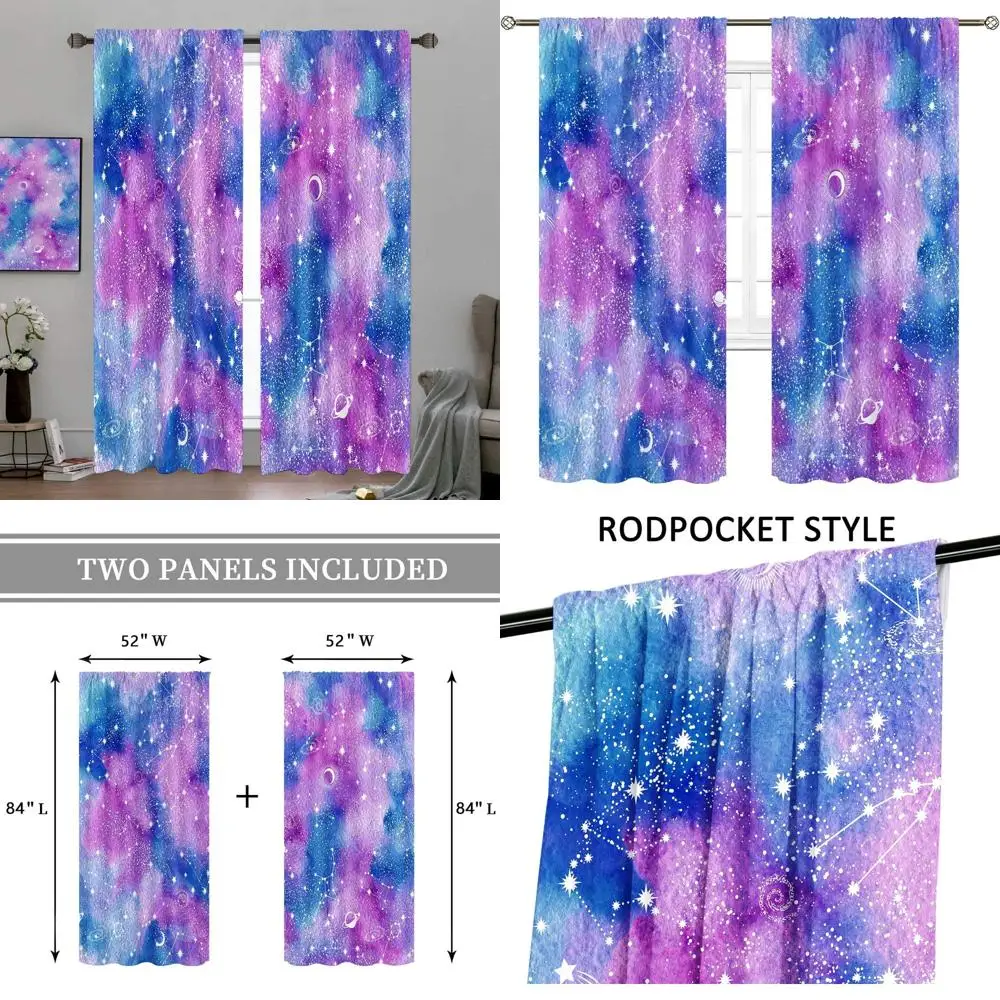 

Омбре от синего до розового и фиолетового цвета, занавески с принтом тай-дай, 52x84, карман стержня, акварель галактики, созвездие, спальня для девочек-подростков, гостиная
